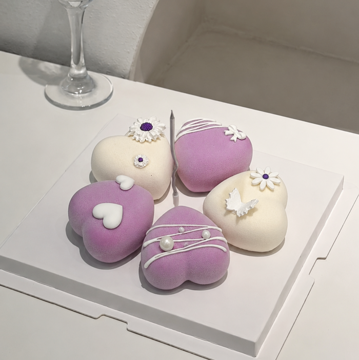 Set 5 Bánh Entremet Tím Trắng